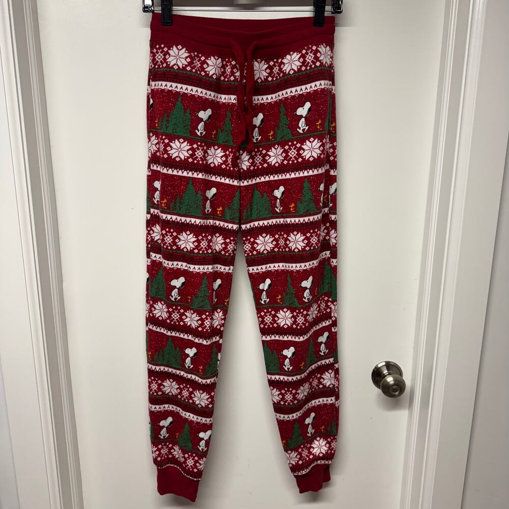 American Eagle Snoopy Peanuts Red Christmas Tree Pajama Pants Womens Size XS